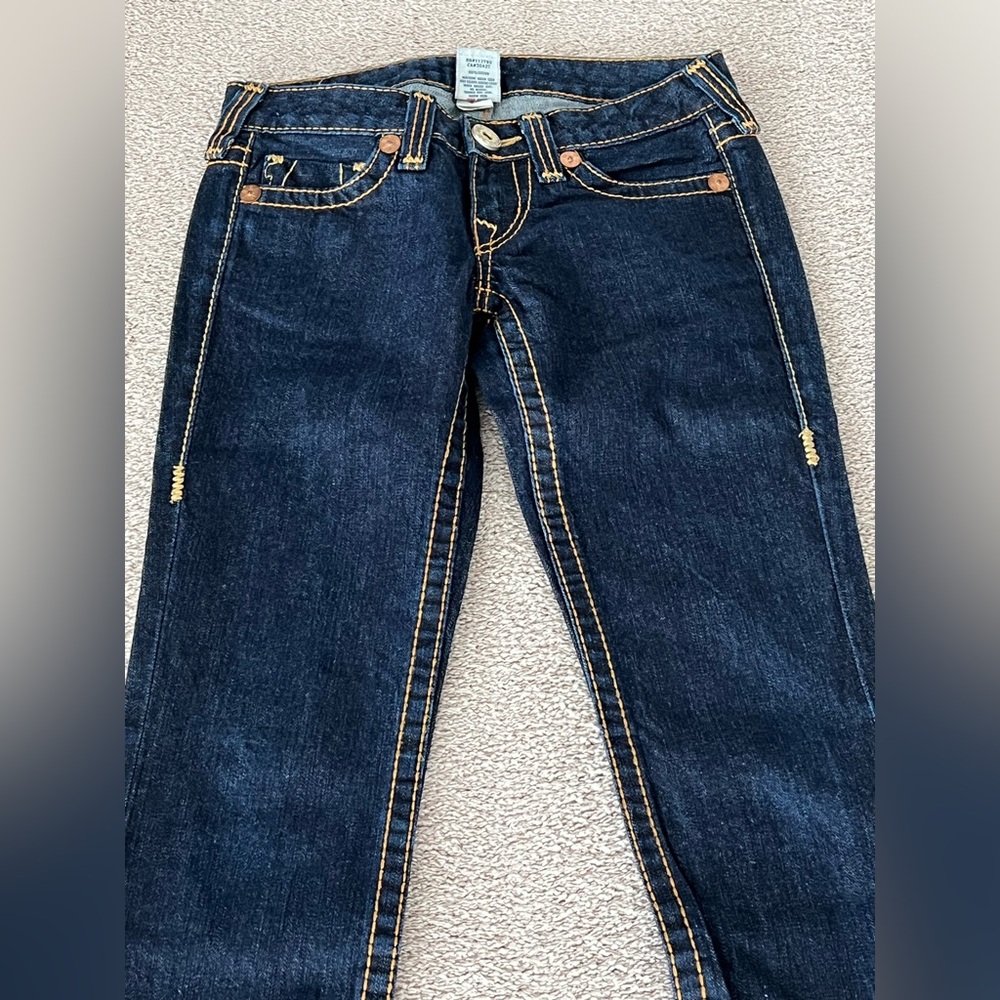 True Religion Straight Leg Dark Blue Denim Jeans - Picture 3 of 14